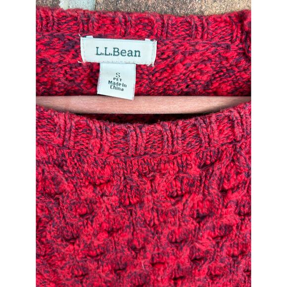 LL Bean Womens Cable Knit Fisherman Sweater S SP PS Red Blue L.L. Bean Prep - Picture 4 of 5